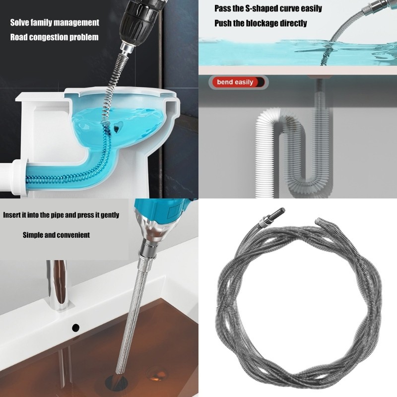 AADT Density Spring Steel Drain Cleaner Snake สําหรับ Sink Toilet Clog Removal