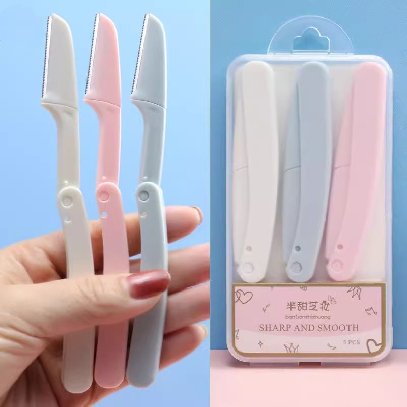 เครื่องเล็มคิ้วแบบพับได้พร้อมกล่อง ใบมีดโกนสำหรับสำหรับผู้ชายและผู้หญิง