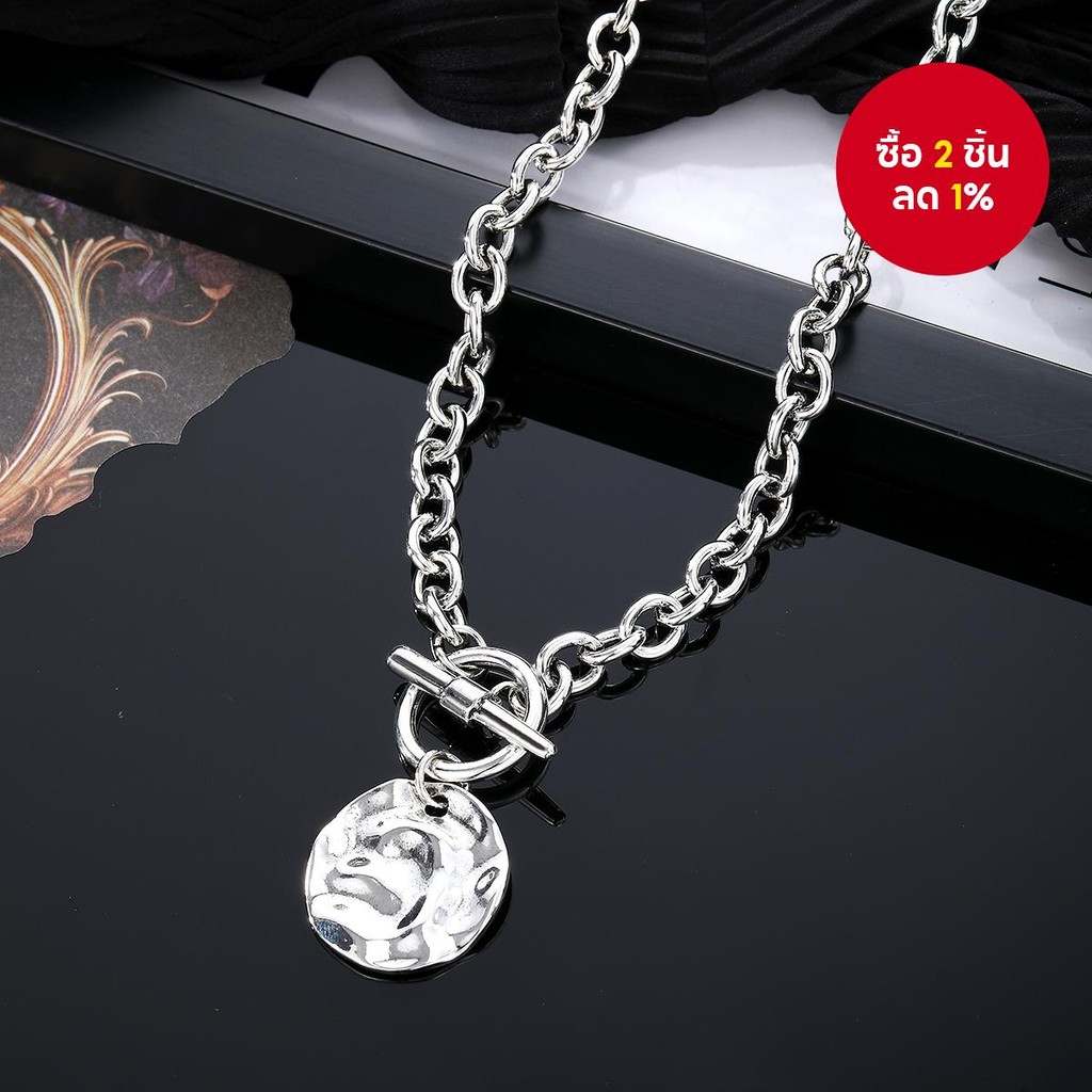 สร้อยคอโลหะผสม OT คลิปใหม่ 1 ชิ้น สำหรับผู้ชายและผู้หญิง สร้อยคอจี้รูปทรงไม่สมมาตร