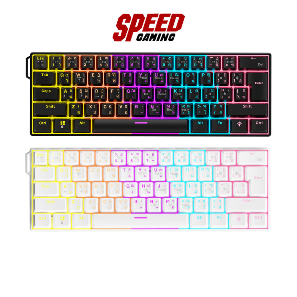 AJAZZ NK61 | WIRED RED SWITCH ANTI-GHOST 22KEY RGB BLACK & WHITE | Keyboard (คีย์บอร์ด) By Speed Gam