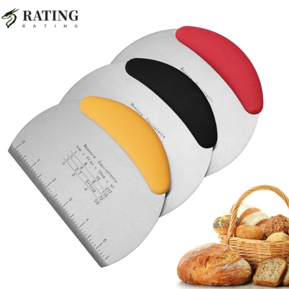 RAIN Dough Pastry Scraper, สแตนเลสทนทาน Baking Scraper, DIY คู่ด้านข้างวัดขนาดลื่นจับครีมขูด