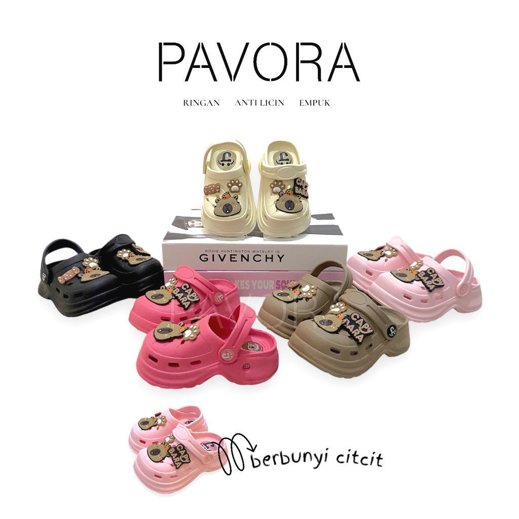 PAVORA Baim รองเท้าแตะสําหรับเด็กหญิงและเด็กชาย Unisex Jibbitz ตัวละคร Capybara เสียง Cit Cit น่ารัก