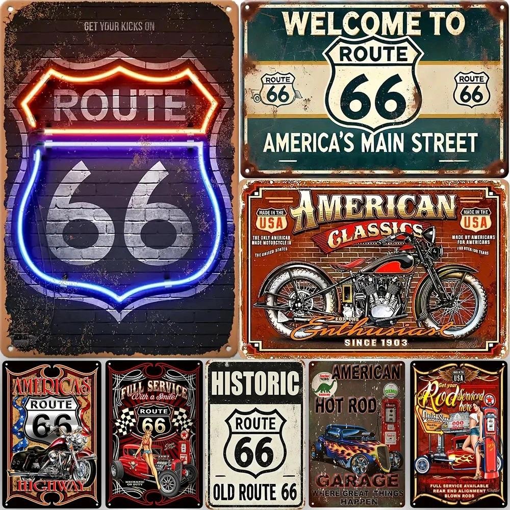 Vintage American Garage Tin Sign  Motorcycle Wall Decor - 8x12 inch Iron Art for Man Cave and Route 