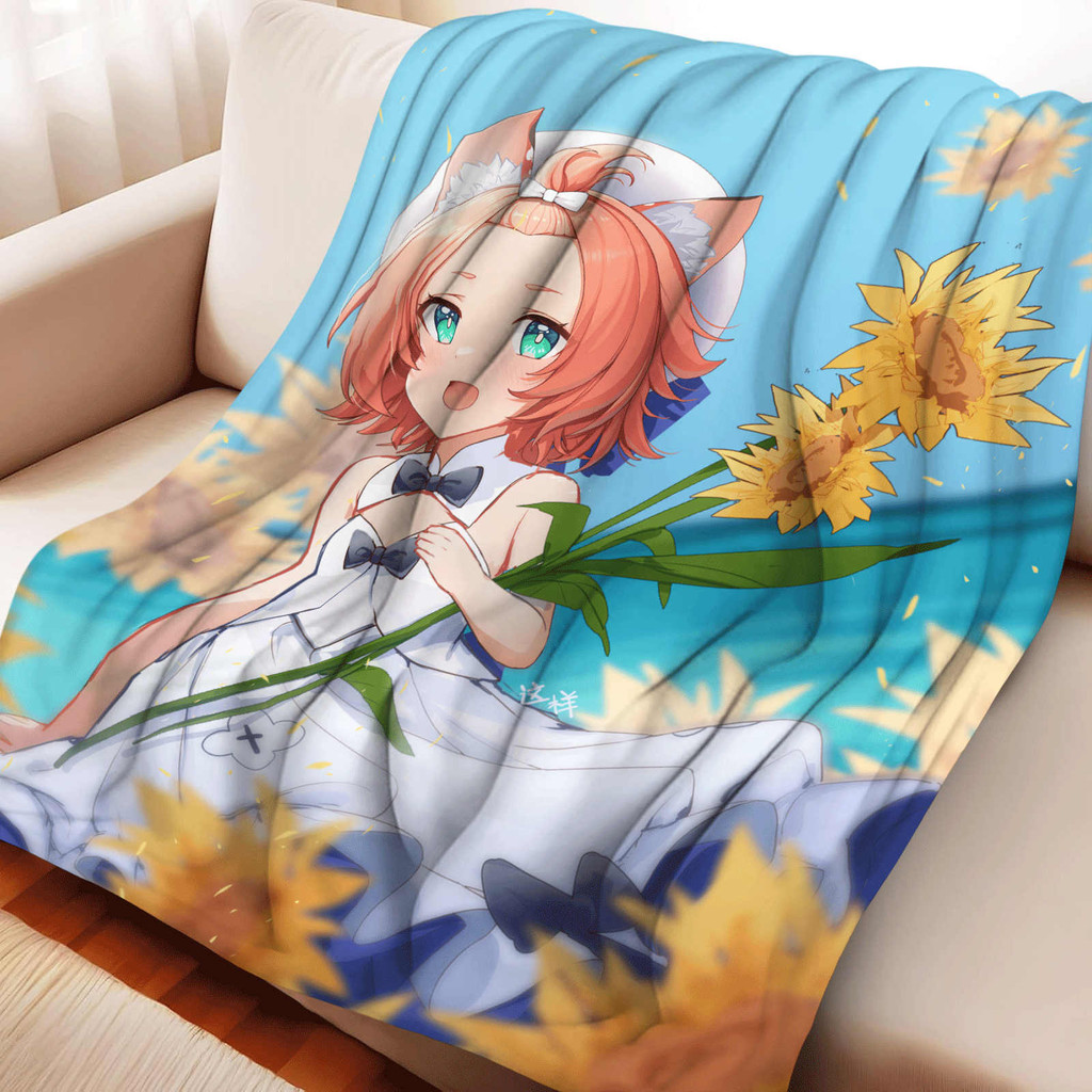 Genshin Impact Diona ผ้าห่มสักหลาดแบบพกพา Home Travel Camping โซฟาปิกนิกหนา Flannel ว่างเปล่า