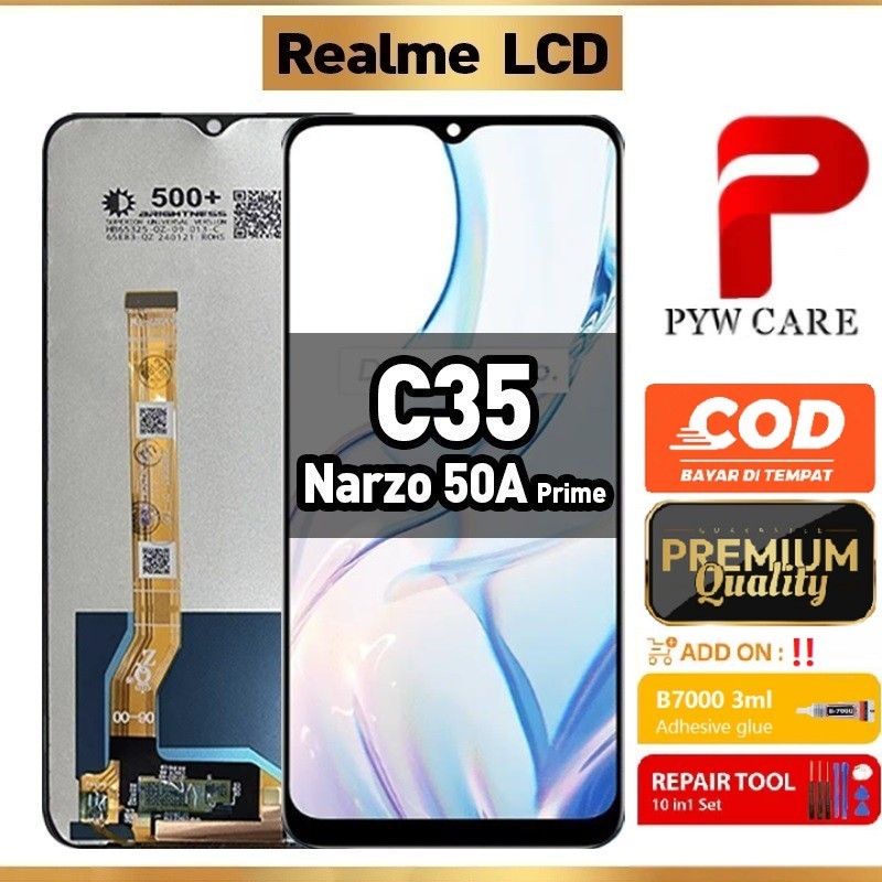 หน้าจอ LCD ที่รองรับสําหรับ Realme C35 / Narzo 50A Prime หน้าจอ LCD