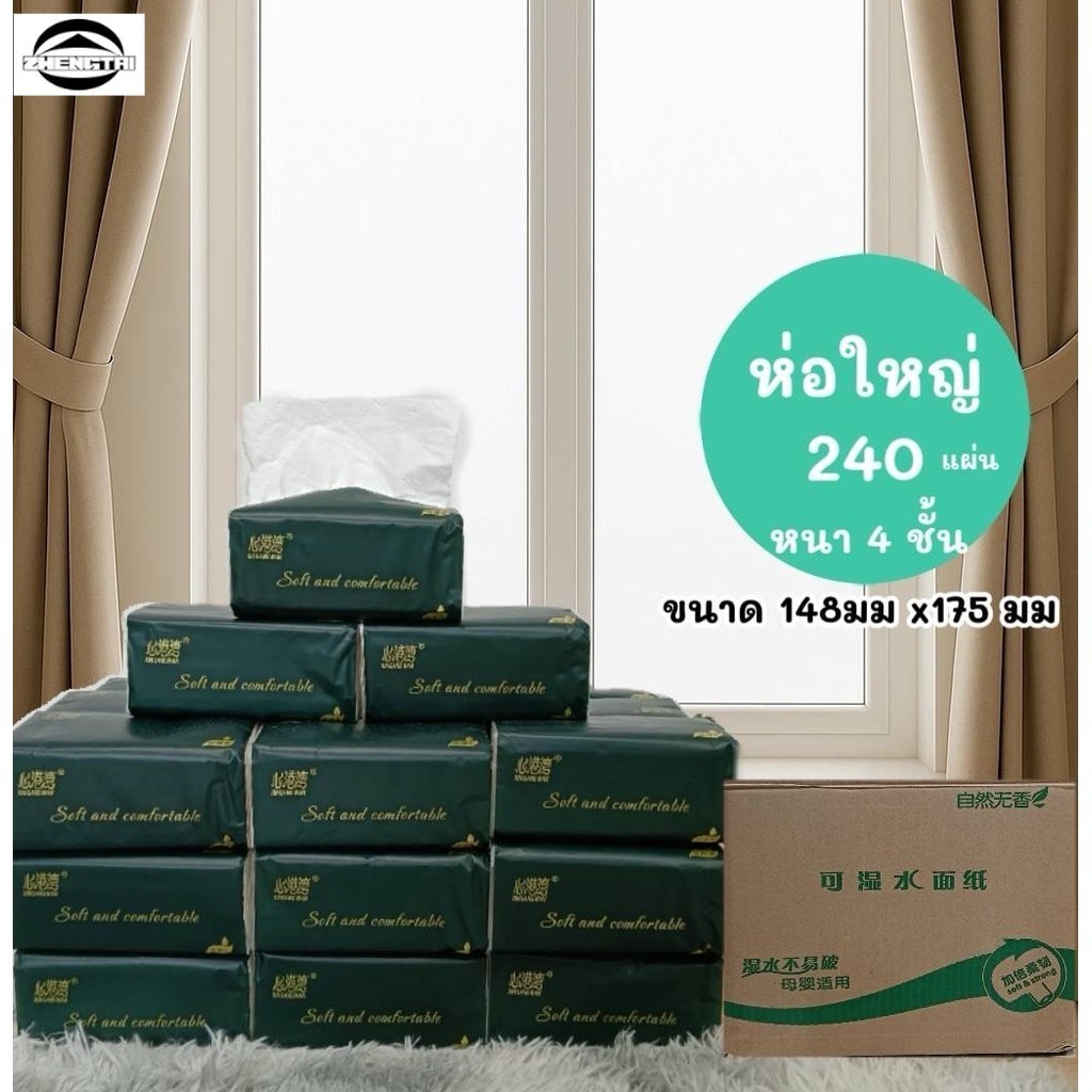 กระดาษทิชชู่ห่อ นุ่มเหนียว หนาพิเศษ 4 ชั้น กระดาษเช็ดหน้า กระดาษทิชชู่พกพา ขนาด 175*148 มม.