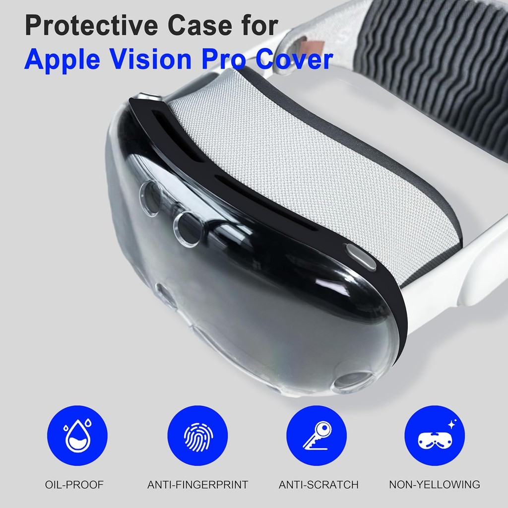 เข้ากันได้กับฝาครอบ Apple Vision, เคสป้องกันสําหรับ Apple Vision Pro, 1:1 ครอบคลุมคริสตัลใส TPU Ultra Slim, ขอบป้องกัน Pc สําหรับอุปกรณ์เสริม Apple Vision Pro (สีดํา) I3