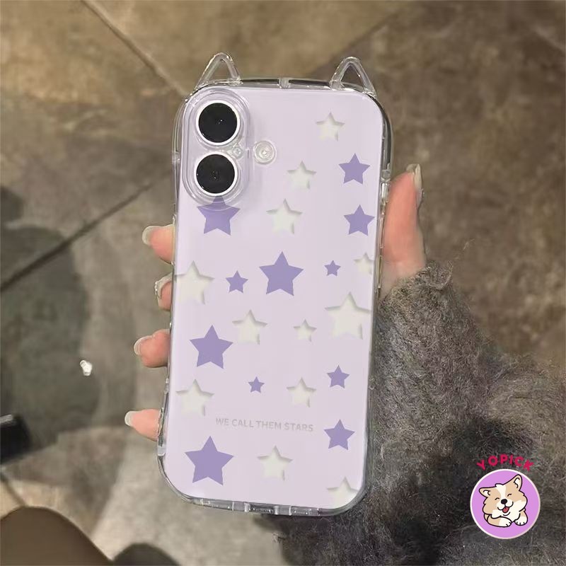 เหมาะสําหรับเคสโทรศัพท์ iPhone16 Colored Stars ใหม่ iPhone 151413 12 11pro หูแมว xsmax ซิลิโคน xs/xr ผู้หญิง 78 โปร่งใส TED - รูปที่ 5