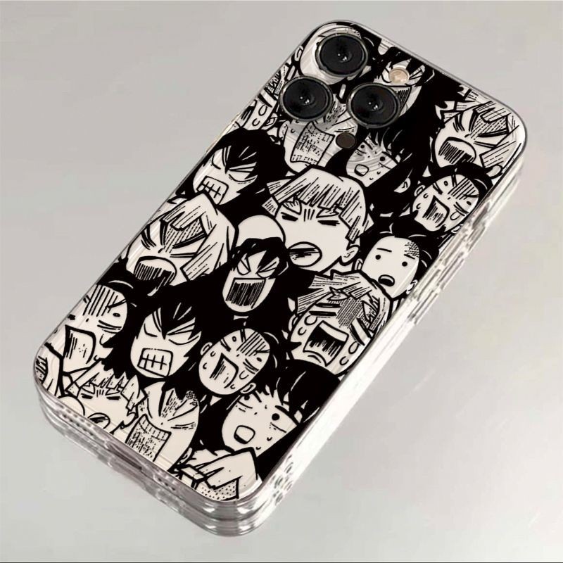 Funny Demon Slayer ExpressionเคสใสเหมาะสําหรับiPhoneเคสโทรศัพท์เหมาะสําหรับiPhone 16 Pro Max/15/14 P