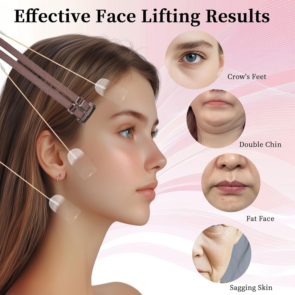 60 ชิ้น + 4 ชิ้นกล่องผสมเทปใบหน้ายกที่มองไม่เห็น, Facelift Band, คอเทปยกที่มองไม่เห็น, ยกกระชับใบหน้