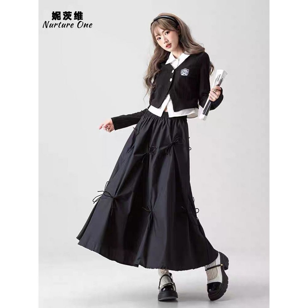 BEFAST - ZRD LILA RIBBON SKIRT KNEE-LENGTH BOTTOM KOREAN LOOK NEW MODEL PREMIUM BEAUTIFUL / เกาหลี B