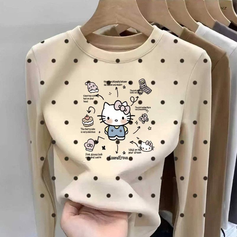 ฤดูใบไม้ร่วงฤดูหนาวสาวเยอรมันกํามะหยี่ท็อปส์เด็กเสื้อผ้าเด็กกลางเด็กใหญ่ท็อปส์แฟชั่นลายจุดแขนยาวเสื้อยืดเสื้อคอกลม - รูปที่ 3