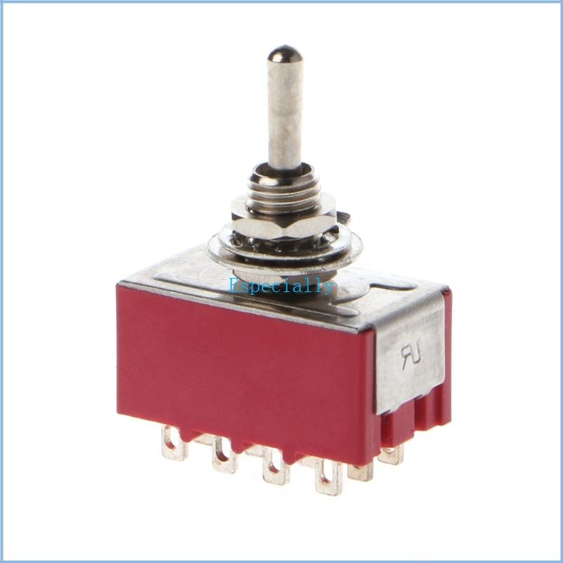 ESP AC 250V 2A 125V 5A 12-Pin On 2 ตําแหน่ง 4PDT Mini Toggle Switch สีแดง