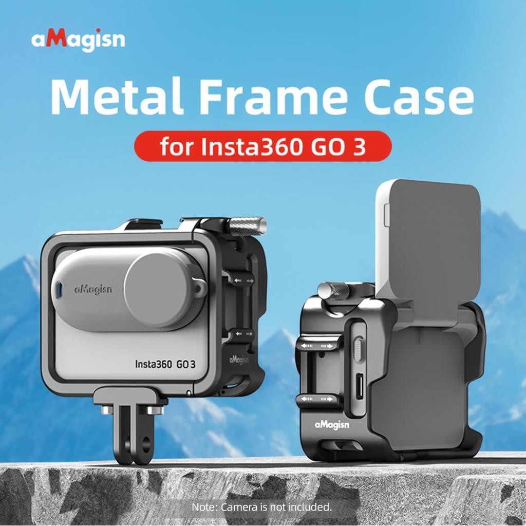 Happyday365-th Andoer Sports Camera Cage Aluminium Alloy Metal Frame Frame ที่เข้ากันได้กับ Insta360