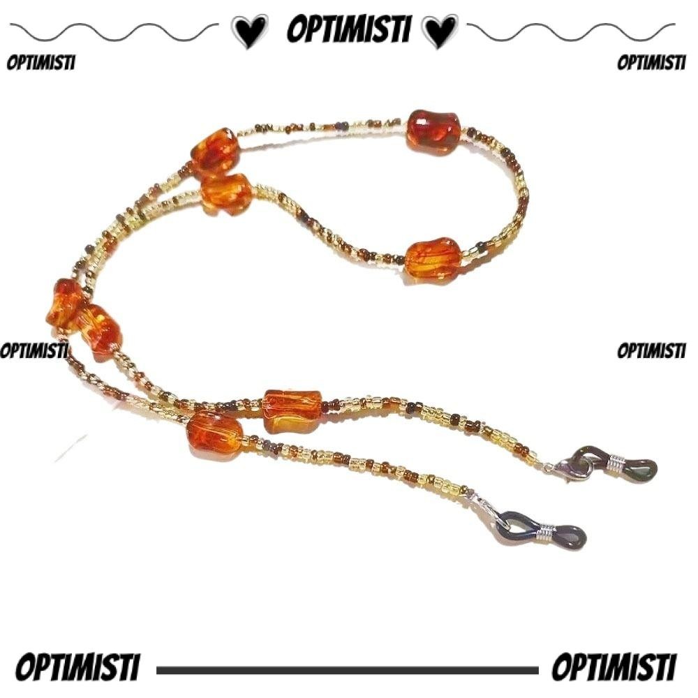 OPTIMISTI แว่นตากันแดดแว่นตาโซ่,แฟชั่น Anti-Lost Amber แก้วแว่นตา,แว่นตา Retainer Anti Slip Anti Fal