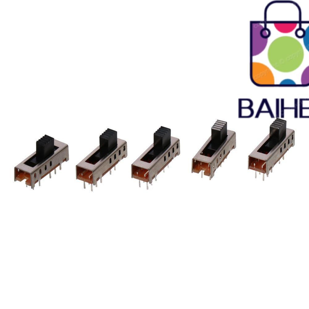 BAIHEE 5 ชิ้น Micro Slide Switch, 4 ตําแหน่ง SS-24E01 Toggle Switch, Miniature 5 มม.สลับแนวตั้ง 10P 