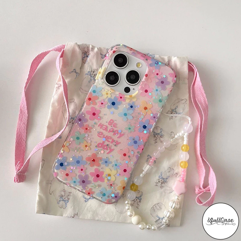 เคสไอโฟน 16 11 สำหรับ IPhone 15 13 11 16 14 12 Pro Max 15Plus 16Plus 14Plus ดอกไม้ที่มีสีสันเต็มจอดาว IMD กล่องอ่อน