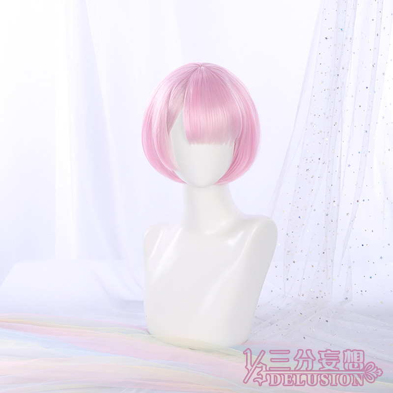 วิกผมcosplay แบบผมปลอมจากเรื่อง Rem สำหรับลุคในวัยเด็กและนิยายแฟนตาซี