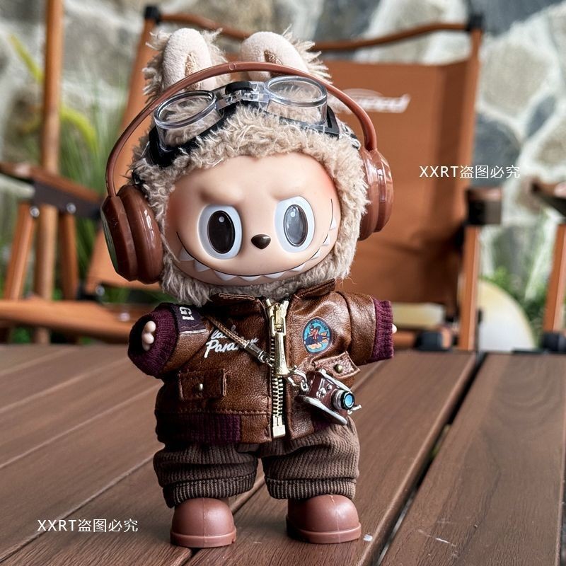 17 ซม.labubu เสื้อผ้า labu เสื้อผ้าเด็ก 123 รุ่นตุ๊กตาไวนิลนั่ง Party Retro เสื้อผ้าหนัง#WW0911#