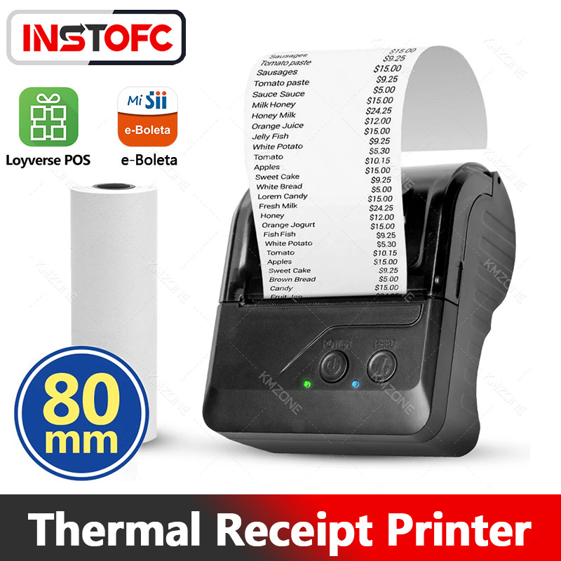 เครื่องพิมพ์ความร้อน 80 มม. แบบพกพามือถือ POS เครื่องพิมพ์ใบเสร็จบลูทูธ Loyverse สําหรับ Android/PC