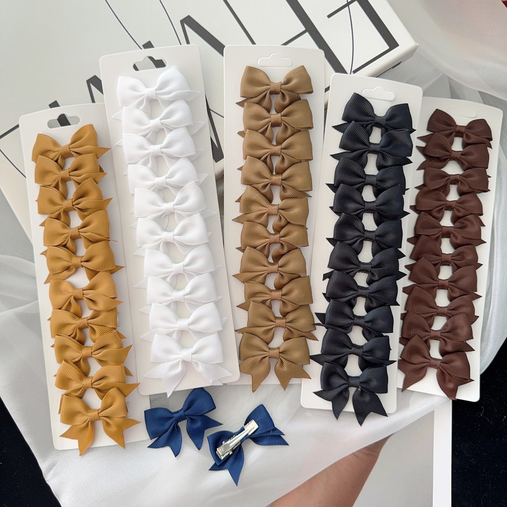 CUTEBOWS  10ชิ้น/เซ็ตเด็กสีทึบริบบิ้นโบว์กิ๊บเด็กน่ารักกิ๊บสาวแฟชั่นอุปกรณ์ผม