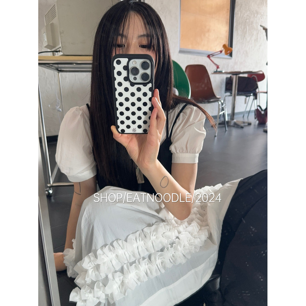 เต็มหน้าจอ Polka Dot เคสโทรศัพท์ Drop-Resistant เคสโทรศัพท์สําหรับ iPhone 16 Promax 15 Promax 11 12 13 14plus 15plus 16e 16plus 16pro 15pro