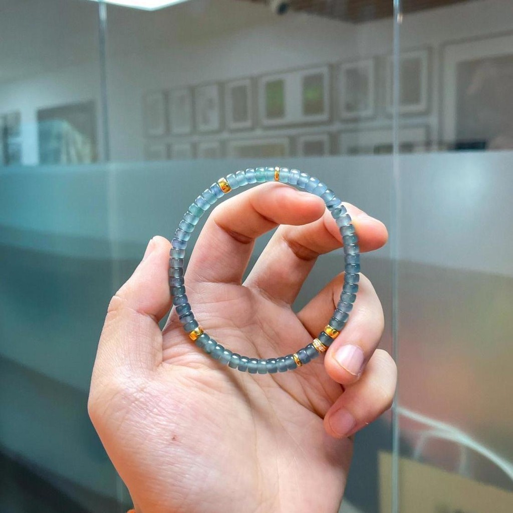 สร้อยข้อมือลูกปัดพลอยสีฟ้าสไตล์จีน ทันสมัยและเย็นตา
