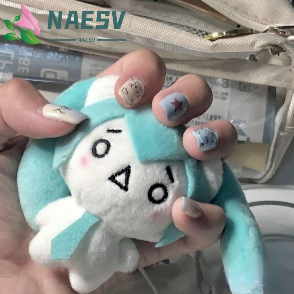 NAESV Bandai Hatsune Miku ตุ๊กตา, ขนสัตว์หิมะ Miku ตุ๊กตาพวงกุญแจ, พวงกุญแจน่ารักการ์ตูนปุย Kaomoji 
