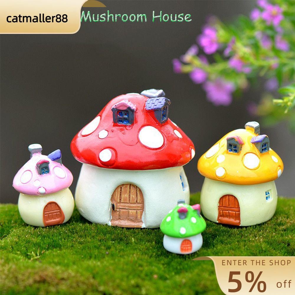 CATMALLER88 Mini Mushroom House Resin สีสัน Fairy Micro Landscape
