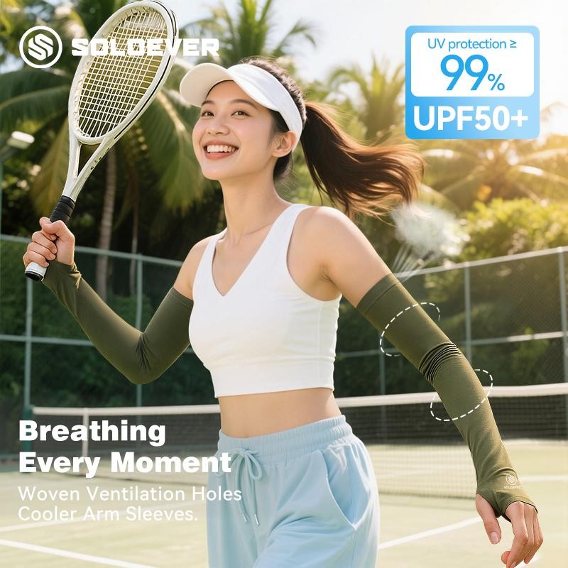 【TH Delivery】SOLOEVER ปลอกแขนน้ําแข็งแขนป้องกันรังสียูวีระบายอากาศยืดหยุ่นระบายความร้อนผ้าไหมน้ําแข็งแขนสําหรับผู้หญิงผู้ชายกีฬา