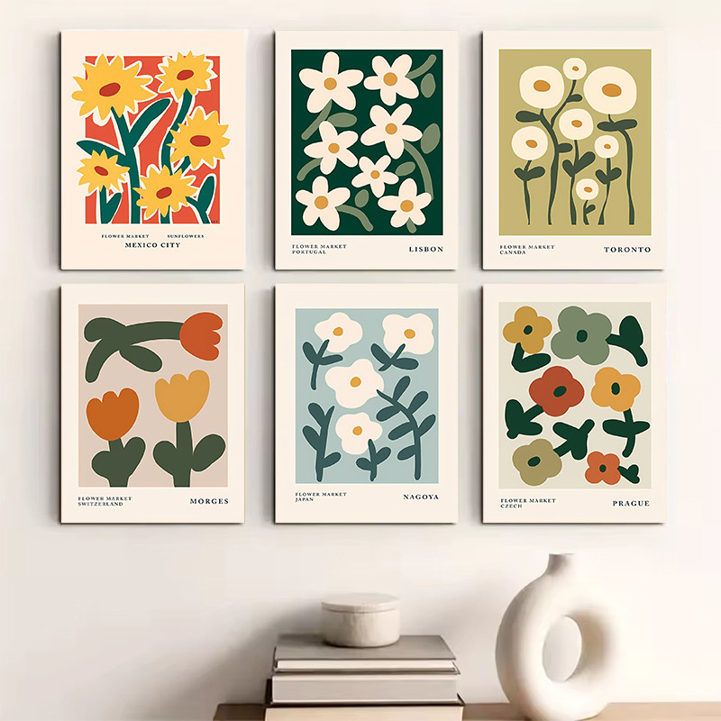 .poster สไตล์มาตีสของตลาดดอกไม้ พร้อมแสดงในนิทรรศการและ.Canvas Painting