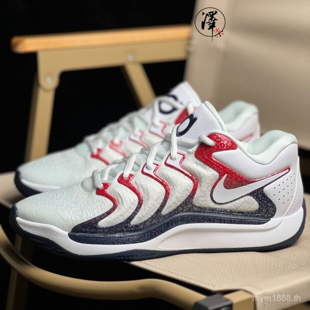 รองเท้าบาสเก็ตบอล KED17 สีส้มและขาว ลดแรงกระแทก ทนทาน สำหรับผู้ชายและผู้หญิง