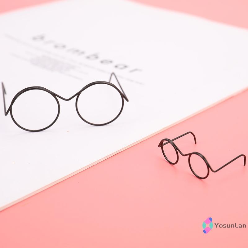 YosunLan] แว่นตาแฟชั่นกรอบกลม Lensless Retro Cool Doll Glasses สําหรับเครื่องประดับตุ๊กตาใหม่