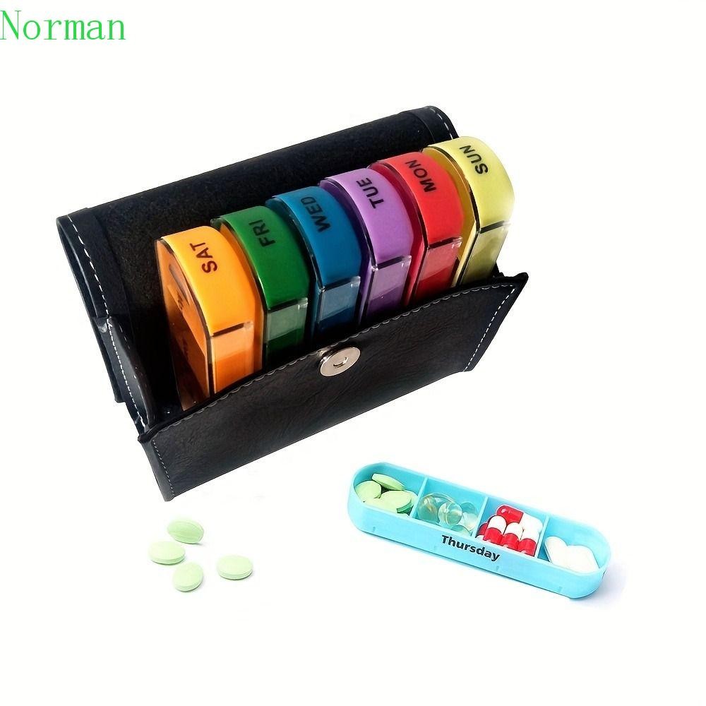 NORMAN1 กล่องจัดยารายสัปดาห์,กระเป๋าถือ PU คอนเทนเนอร์ยา 7 วัน,Week Mark 4 ครั้งระบุวัน 28-Grid วิตา