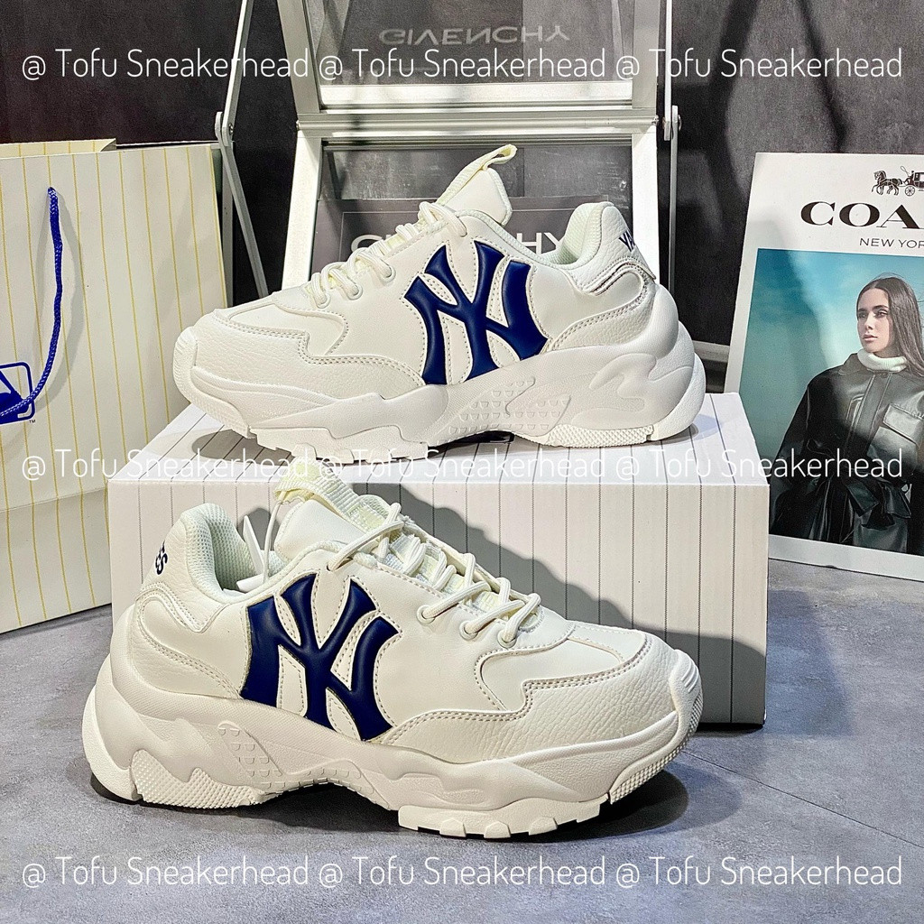 MLB New York Yaes White Shoes with Blue Letters, NY NAVY MLB Shoes hot 2023