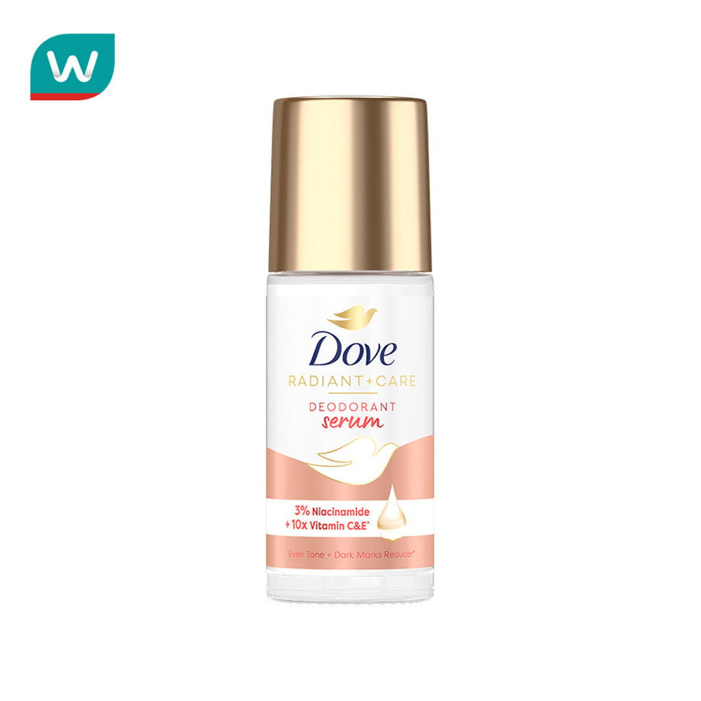 Dove โดฟ เรเดียนท์ แคร์ ดีโอโดแรนท์ เซรั่ม โรลออน 3ไนอาซินาไมด์ 10X วิตามิน ซี อี 45 มล.