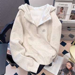 Vilaup M-2XL Hoodie เสื้อฮู้ดแบบสวม การปัก โอเวอร์ไซส์ ผู้หญ…