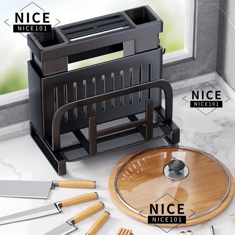 NICE Kitchen Holder, Large multifunction Kitchen Racks, Carbon steel Counter With Drain Tray Storage