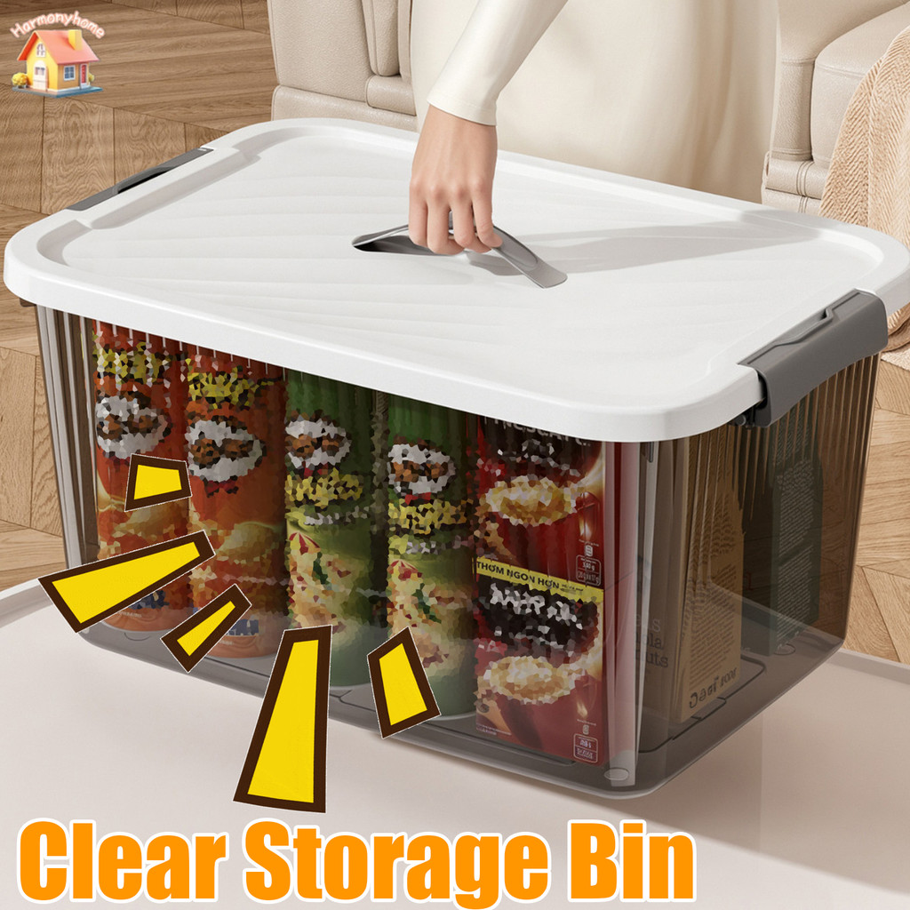 PP Minimalist Transparent Storage Container - กล่องสีดํา/ขาวกันฝุ่นคุณภาพสูง Secure-Lid โปร่งใสสําหรับยาของว่าง