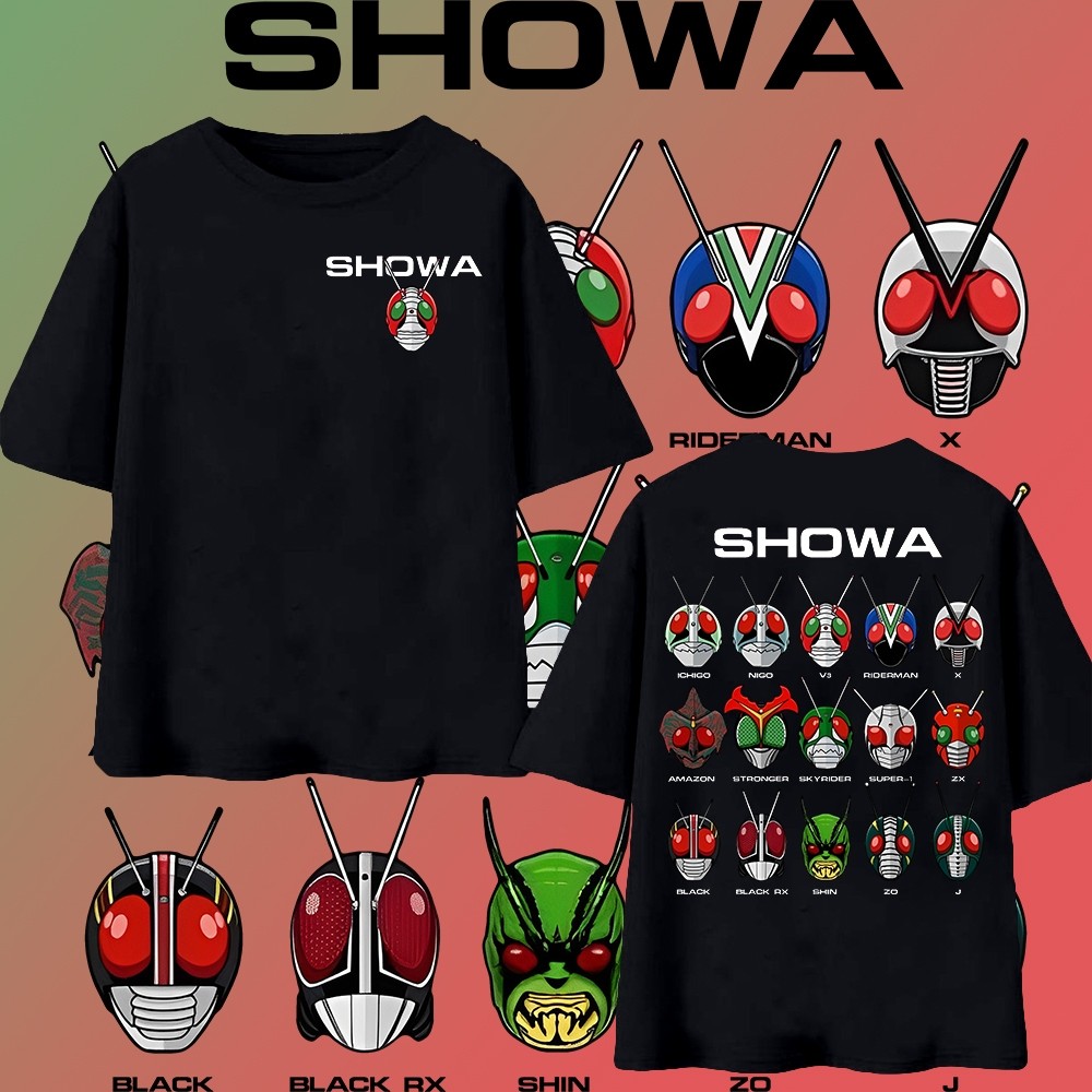 เสื้อยืด Kamen Rider ยุคโชวะ ผ้าฝ้าย 100%, เหมาะสำหรับทั้งชายและหญิง ไซต์ S - 5XL