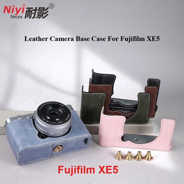 เคสฐานกล้องหนัง PU Fuji X-E5 XE5 กล้อง PU ป้องกันครึ่งฝาครอบกระเป๋าเปลือก Fujifilm XE5