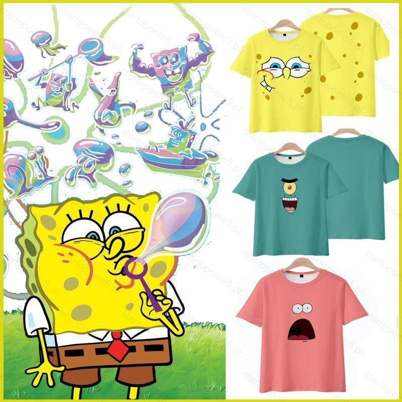 เสื้อยืด ST5 และ TS5 SpongeBob และ Patrick Star สำหรับคอสเพลย์ แบบอนิเมะ