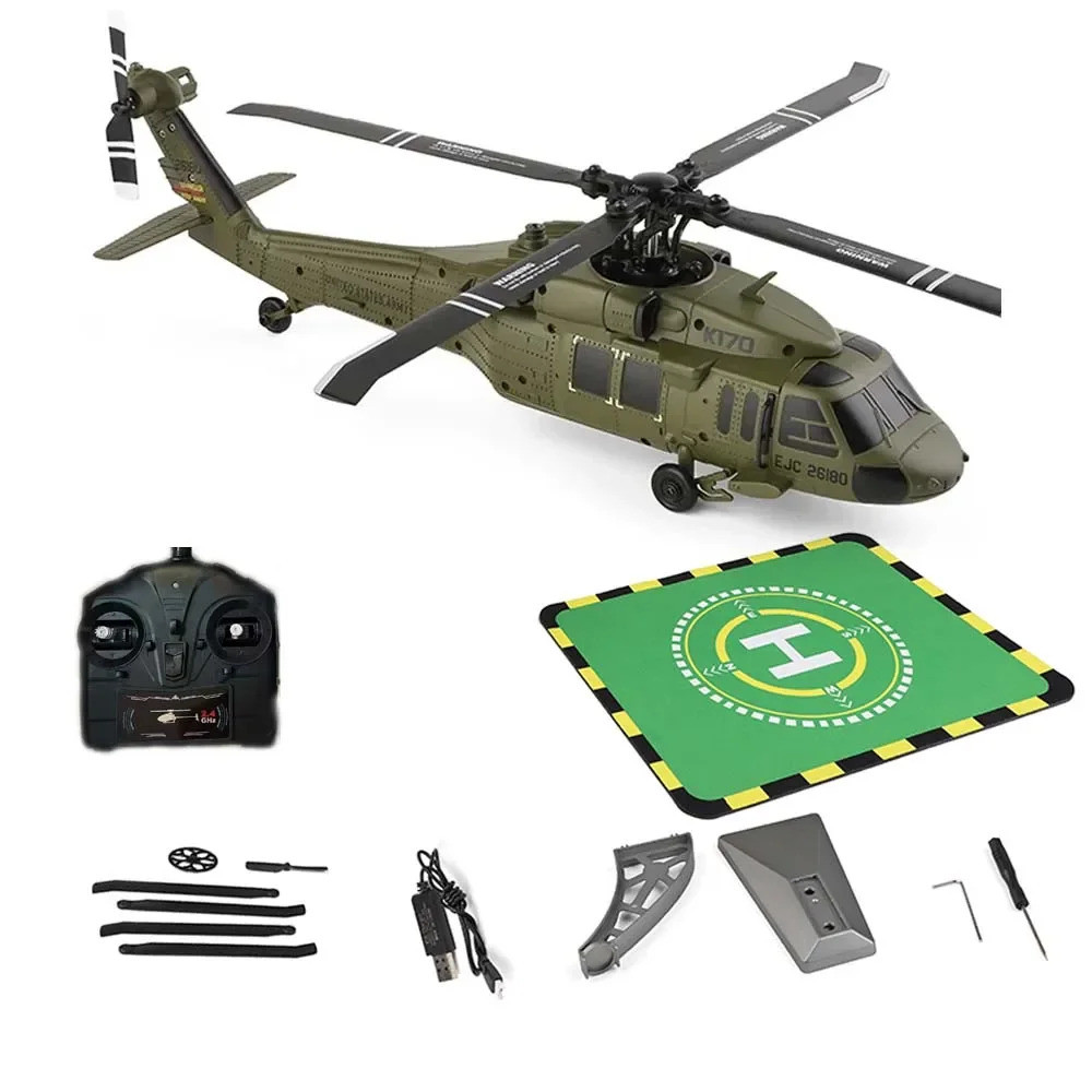 ใหม่ Uh60l สีดํา Eagle Wltoys K170 Rc เฮลิคอปเตอร์ 2.4g 4ch จําลอง Brushless Rc เครื่องบินรุ่น Mode1