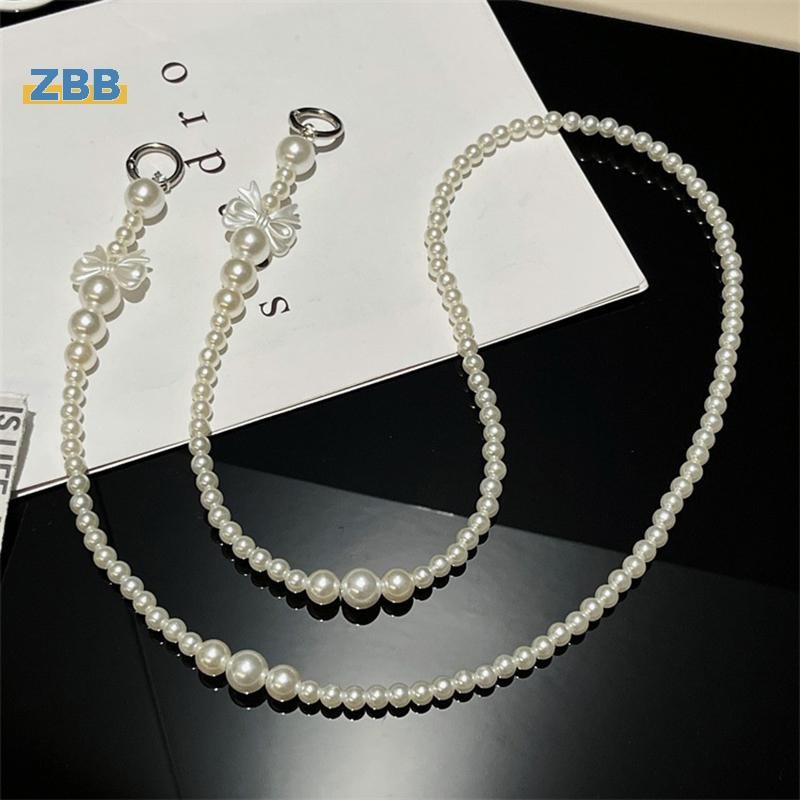 ZBB> เคสโทรศัพท์ Universal Lanyard ยาว Crossbody Bow Pearl Bead โทรศัพท์ Chain Anti-Loss คอเชือกแขวน