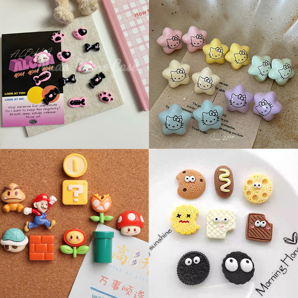 อุปกรณ์เสริม ตกแต่งเคสโทรศัพท์ สติกเกอร์เรซิ่ อุปกรณ์เสริมเรซิน DIY สติกเกอร์โทรศัพท์ การ์ตูนน่ารัก Phone Sticker