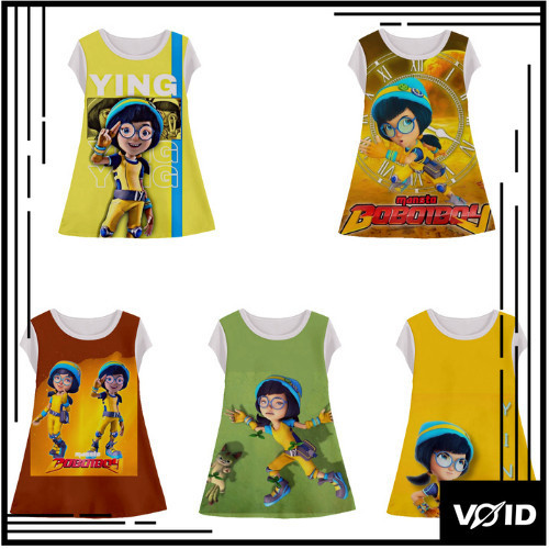 Ying Boboiboy ชุดเดรสเด็ก 3d Animation น่ารัก Ying Boboiboy เสื้อผ้าเด็กผู้หญิงอายุ 1-12 ปี - Void_C