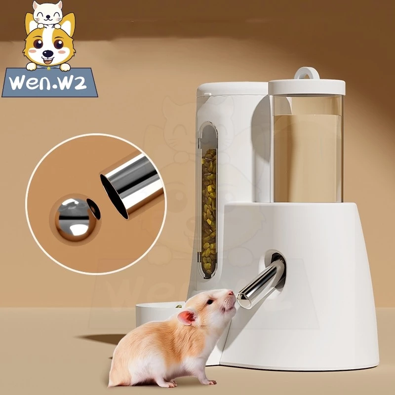 เครื่องให้อาหารหนูแฮมเตอร์อัตโนมัติ+ให้น้ำ 【สำหรับสัตว์ฟันแทะ】 รุ่นใหม่ ใช้ได้นานเวลาท่องเที่ยว ดูแลง่าย ราคาสบายกระเป๋า