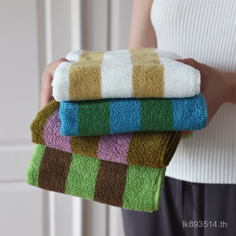 Stripes ^ Water Absorption Conssidering Combed Cotton Bath Bath C ในครัวเรือน ins สไตล์ C ผ้าเช็ดตัว