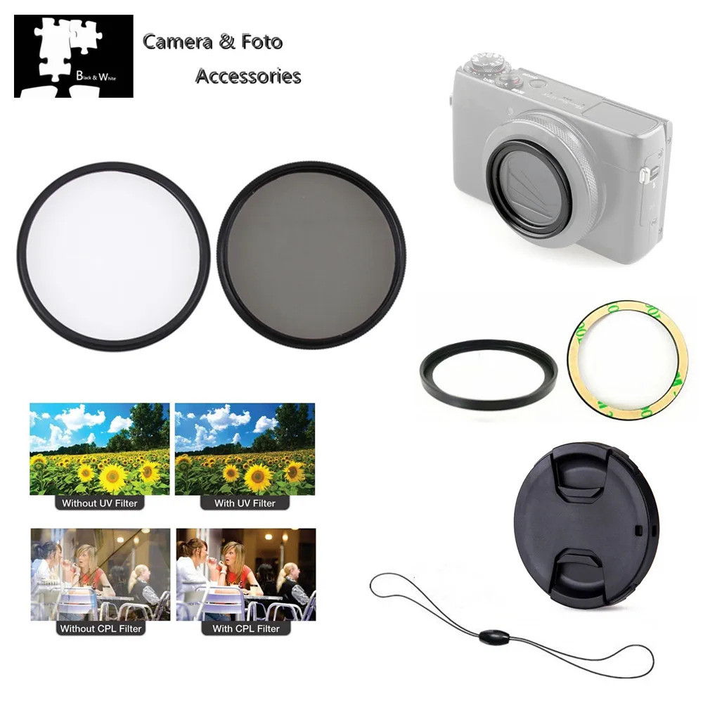 กรอง UV CPL Circular Polarizing & อะแดปเตอร์แหวนเลนส์ Keeper สําหรับ Panasonic LX10 LX15 TZ200 TZ220