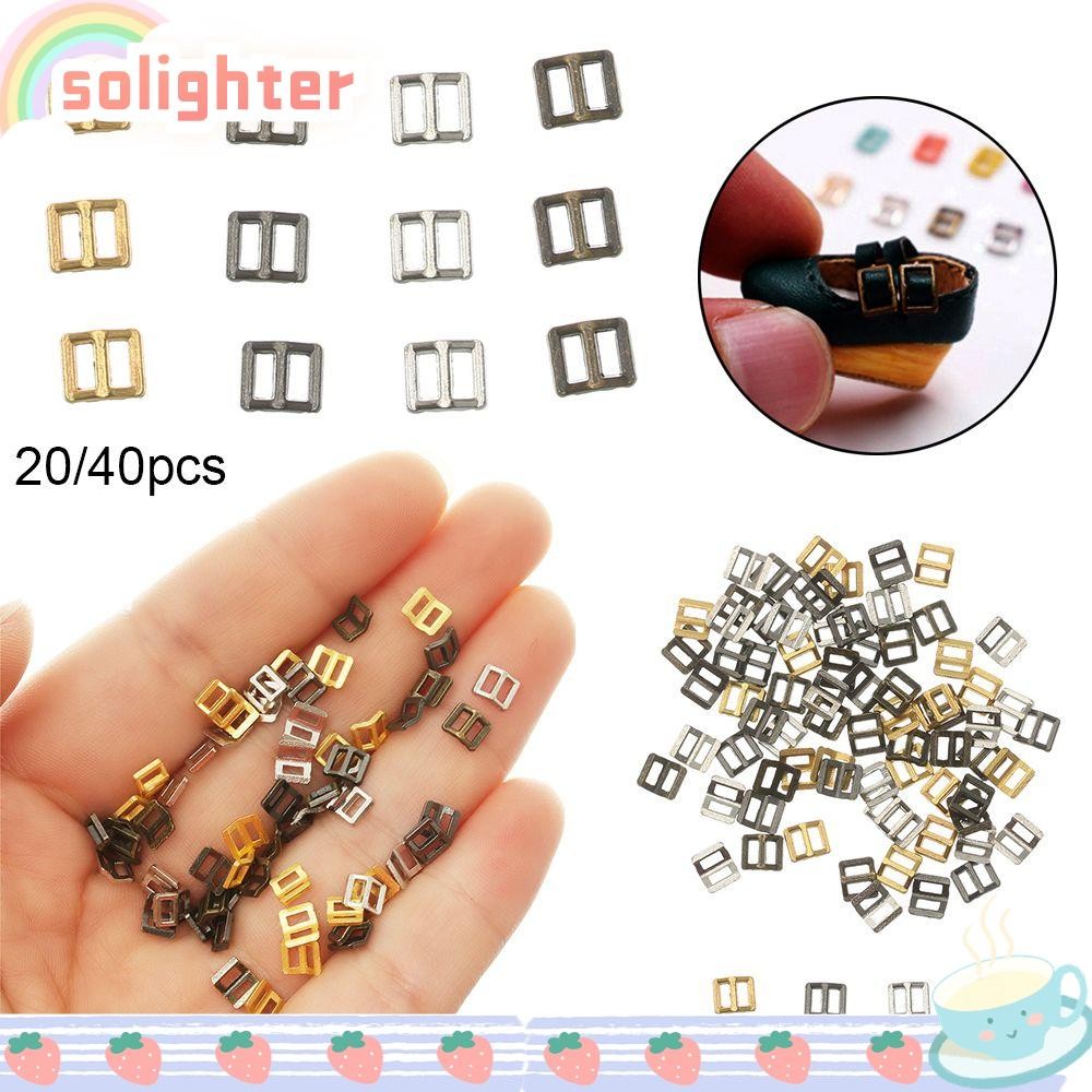 SOLIGHTER 20/40 ชิ้น Tri-glide หัวเข็มขัด 3 มม.ปรับ Mini ตุ๊กตาขนาดเล็กพิเศษกระเป๋าอุปกรณ์เสริม